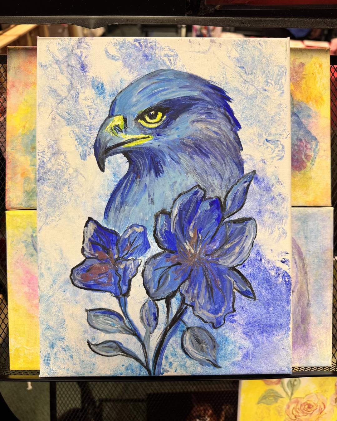 Third slide vibrant eagle painging.